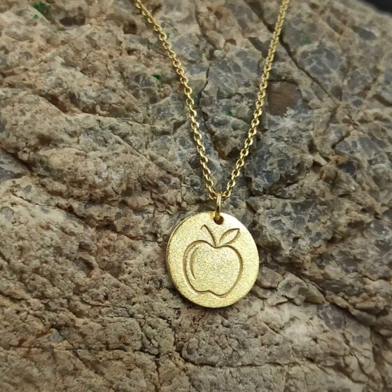 Dainty Apple necklace,apple solid gold 14k,jewerly necklace,laser